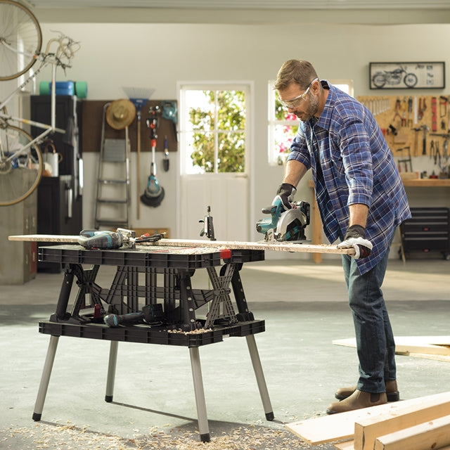 Heavy Duty Folding Workbench Table – Portable DIY Workstation with Adjustable Clamps